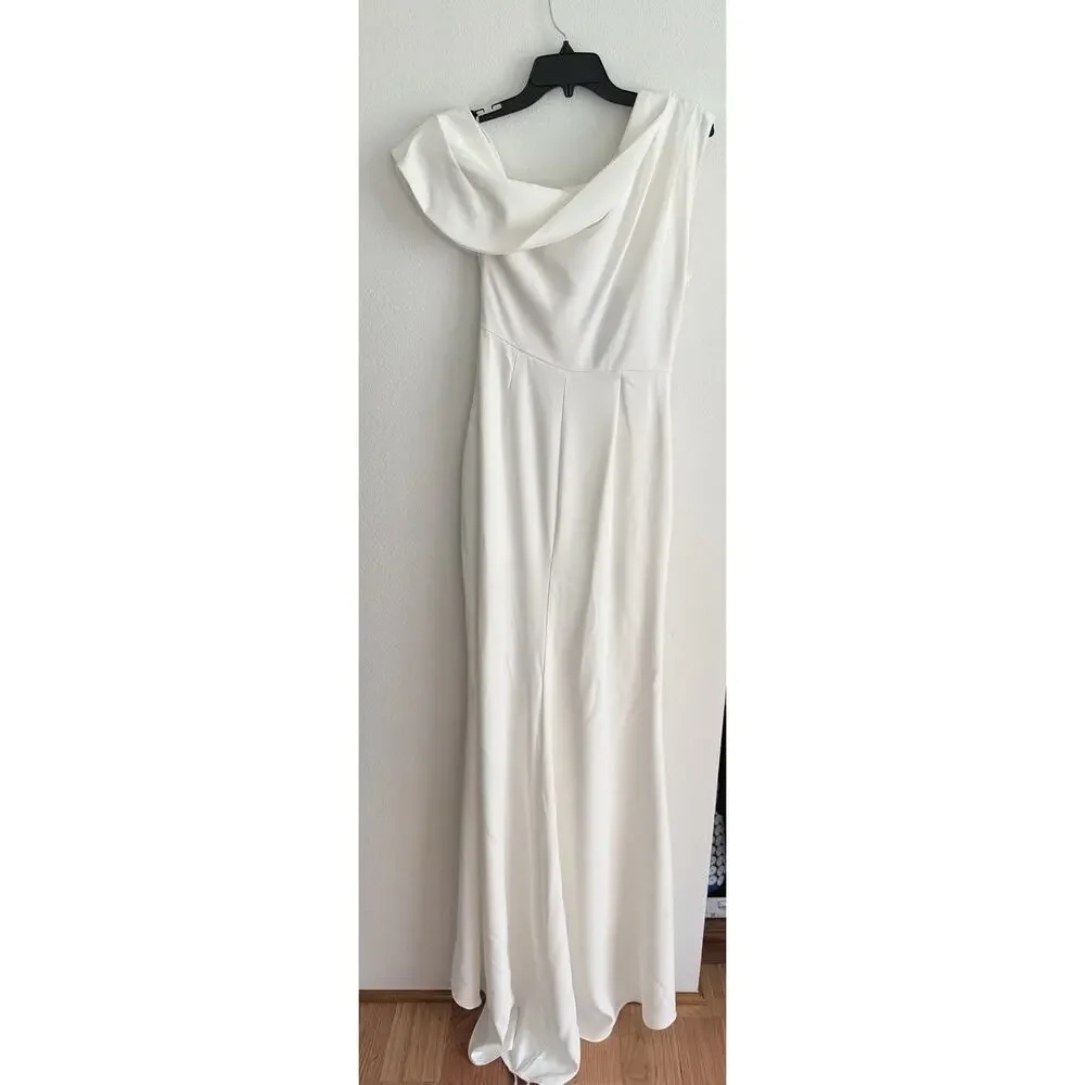 ELLIATT Isadora Ivory One Shoulder Women’s M Bridal Gown Maxi Dress - Picture 7 of 15
